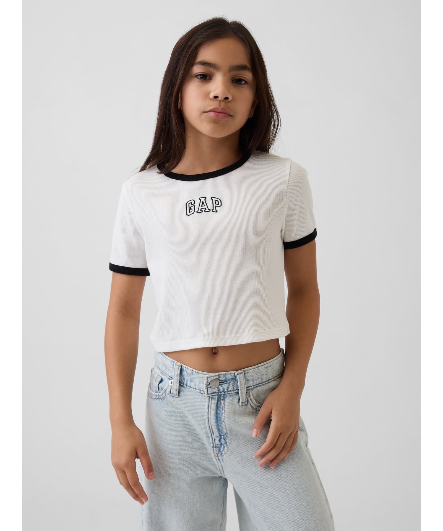 Детская футболка с ребристым логотипом (K)GAP, NEW_OFF_WHITE_V2