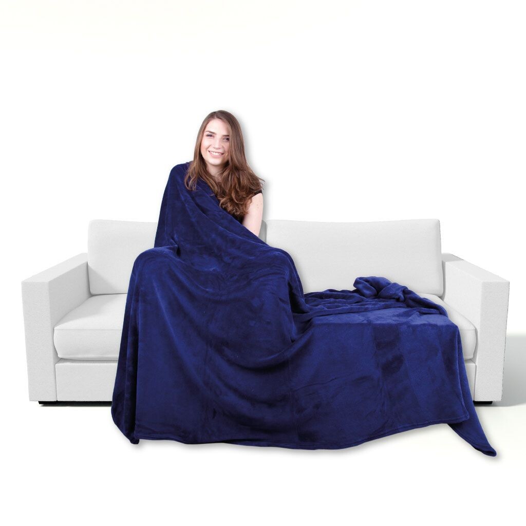 

Мягкий плед из микрофибры, цвет: синий, размеры: 250х280 см. Bestgoodies