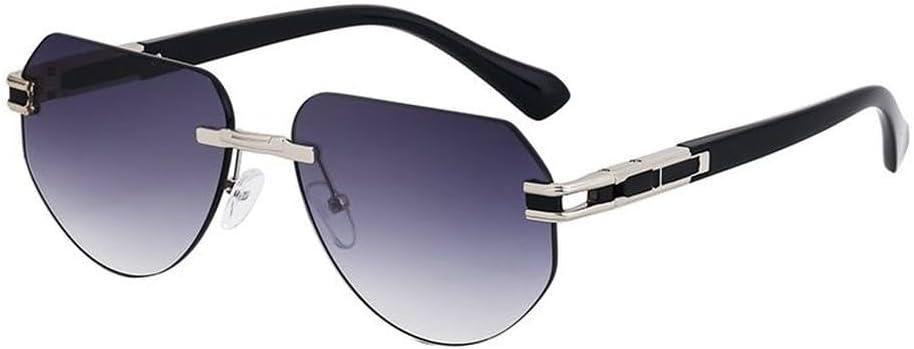 

Винтажные солнцезащитные очки без оправы для мужчин, модные солнцезащитные очки неправильной формы для женщин, очки с защитой от УФ-излучения UV400 HVTVTLA, C3silvergray