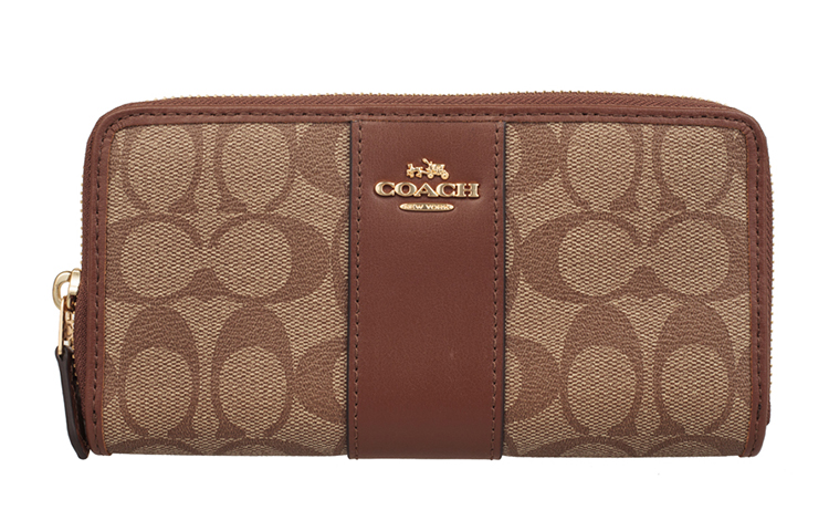 

COACH Кошелек Accordion Zip PVC Women's Khaki Brown