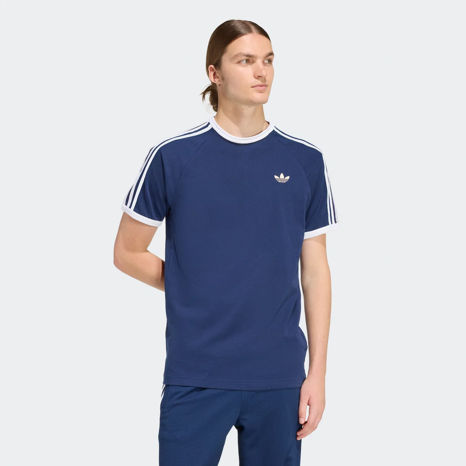 Мужская футболка с 3 полосками, цвета индиго, от Adidas