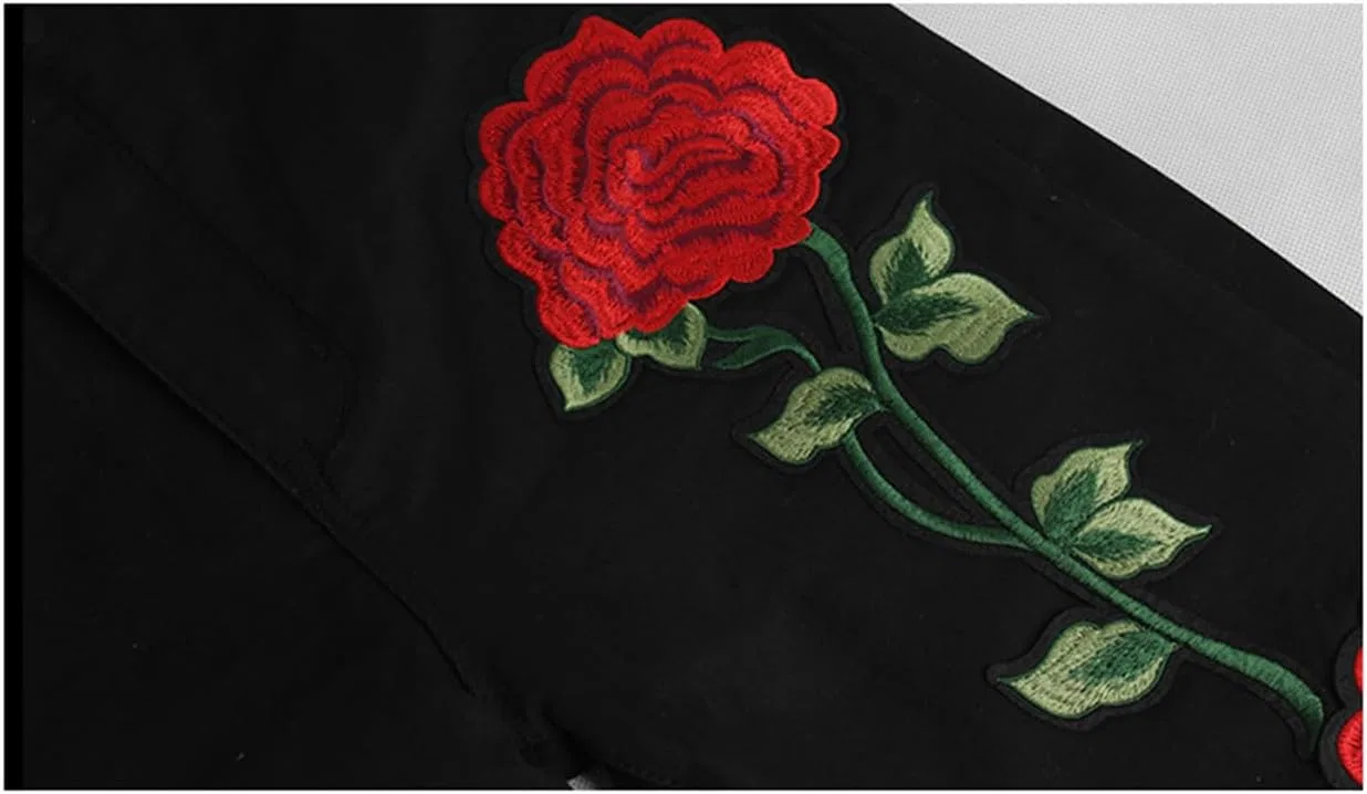 Женские джинсы Andongnywell Slim Fit с вышитыми дырками, цветочным принтом, высокой талией и рваными элементами