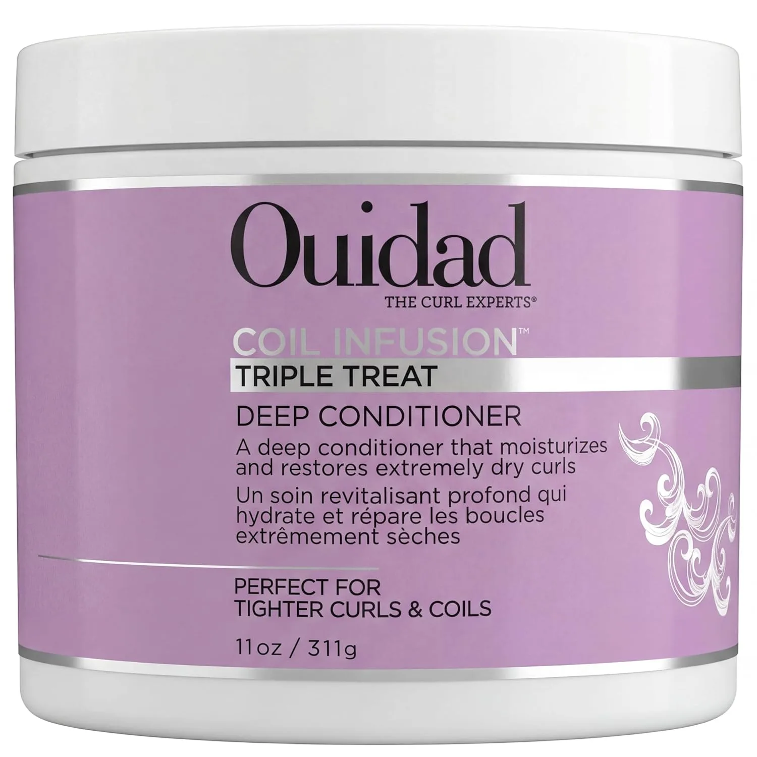 Увлажняющая маска Ouidad Coil Infusion Triple Treat Deep Conditioner 11 унций для кудрявых волос 3C 4A 4B 4C с церамидами, касторовым, авокадо и виноградным маслами
