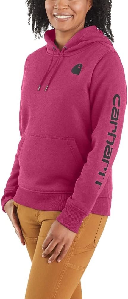 

Carhartt Women's Relaxed Fit Midweight Logo Sleeve Graphic Sweatshirt, Beet Red Heather