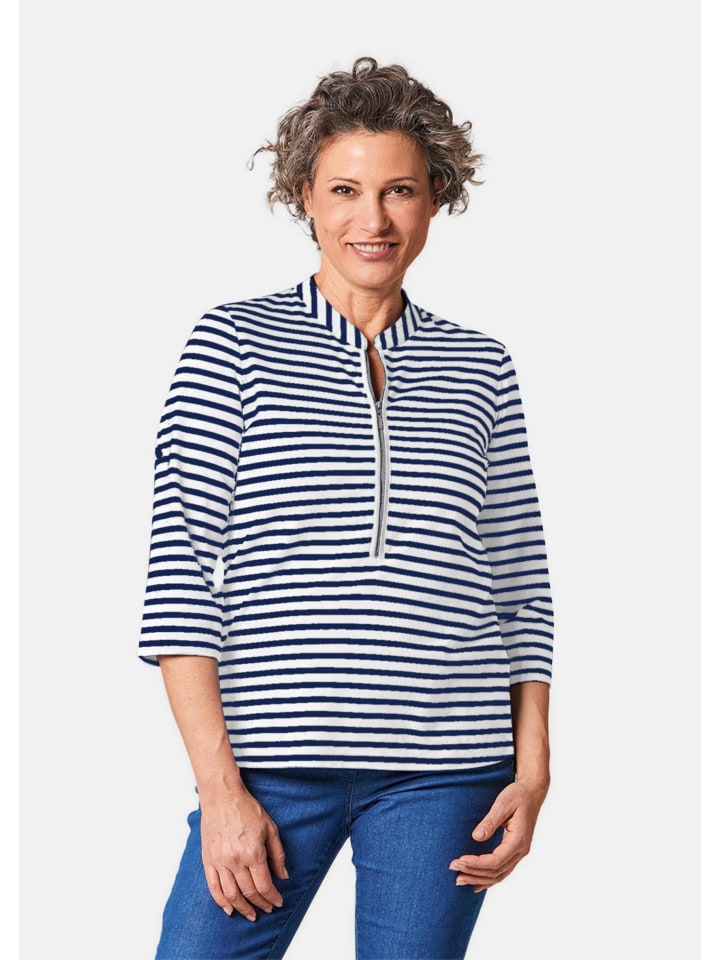 

Полосатая рубашка: спортивная удлиненная полосатая рубашка белого/темно-синего/полосатого цветов. GOLDNER