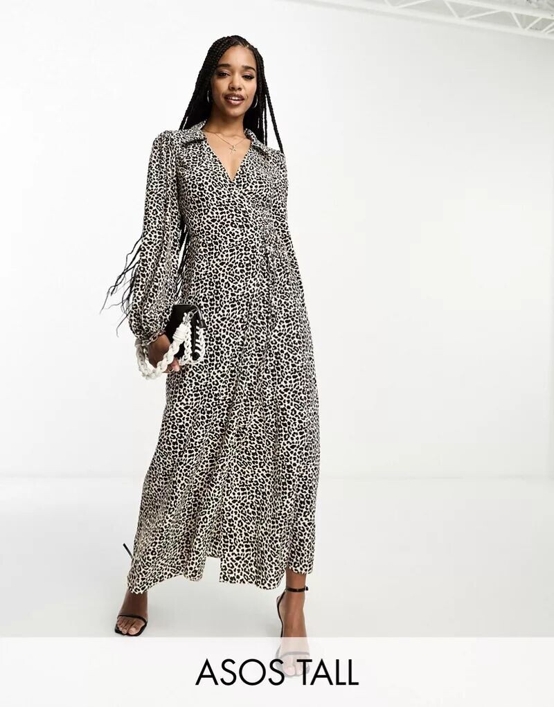 

Платье миди с запахом и воротником-стойкой ASOS DESIGN Tall