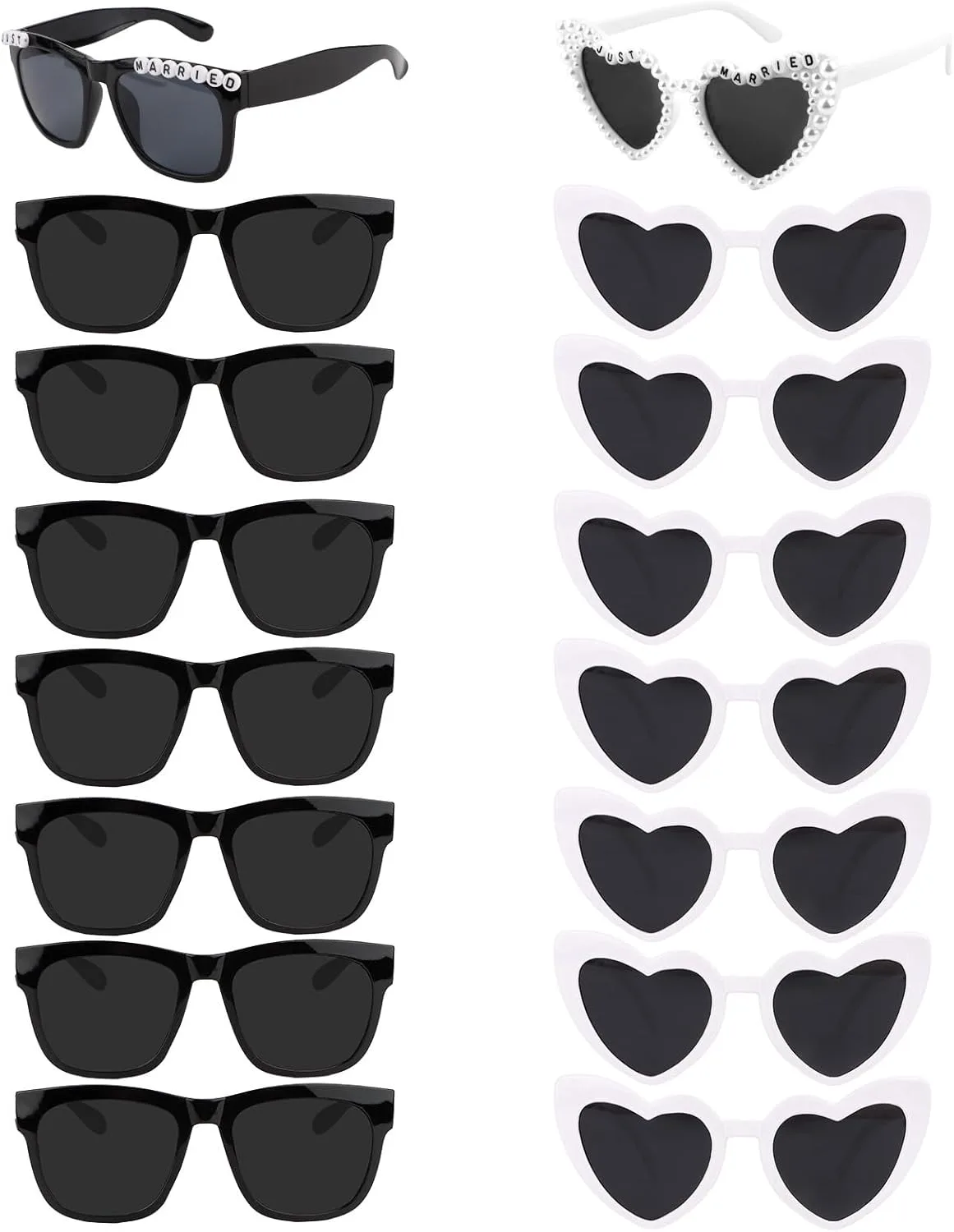 

Набор из 16 свадебных солнцезащитных очков «Молодожёны» для фотобудки, вечеринки в честь свадьбы, медового месяца, пляжной и пляжной вечеринки TIOSRU, White+black