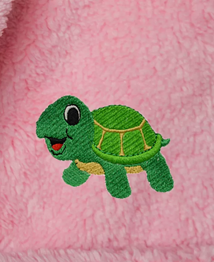 Детские плюшевые махровые халаты с капюшоном Turtle Super Plush Double Brushed Linum Home, розовый — фото 2