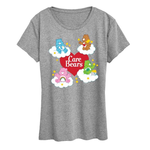 

Женская футболка Care Bears с принтом в виде сердца и логотипом медвежонка Licensed Character, серый