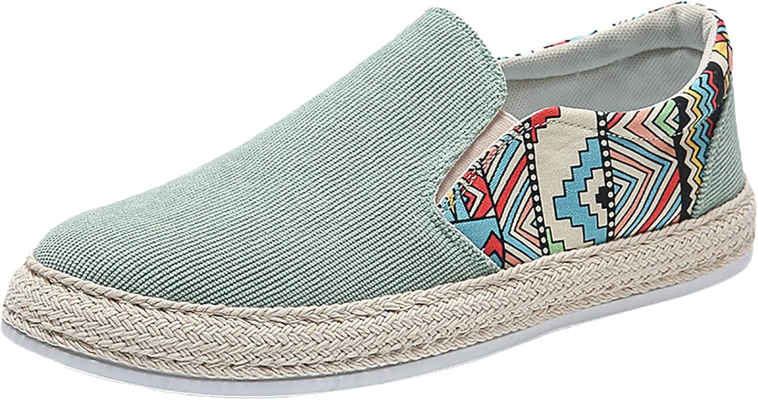 

Мужские повседневные низкие ботинки из холщовой ткани, обувь без шнурков для весны и лета, мужские повседневные туфли, размер 9 Generic, зеленый