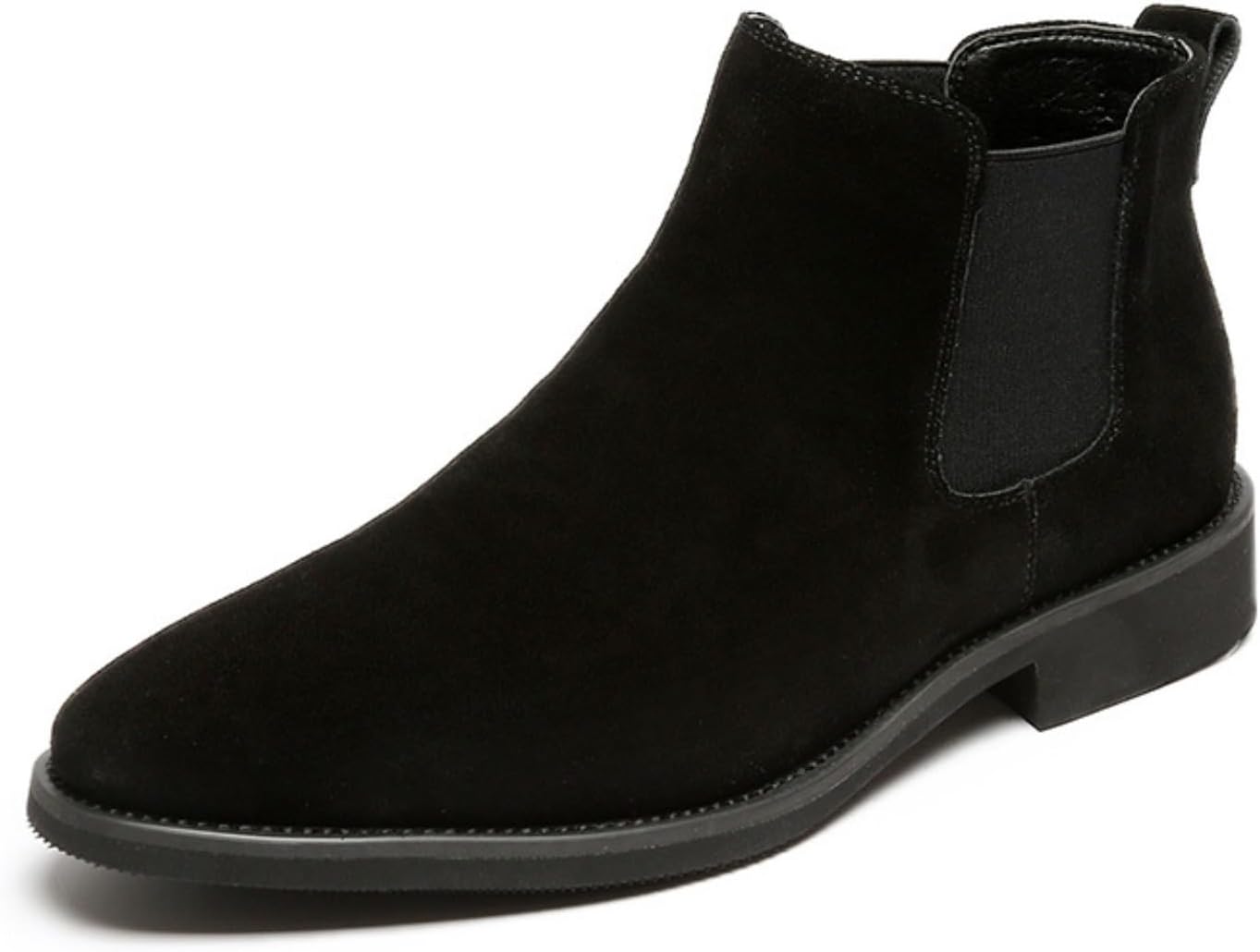 

Мужские ботинки Челси, зимние высокие плюшевые ботинки для мужчин, короткие ботинки в корейском стиле, удобные замшевые классические ботинки Myallfeet, черный