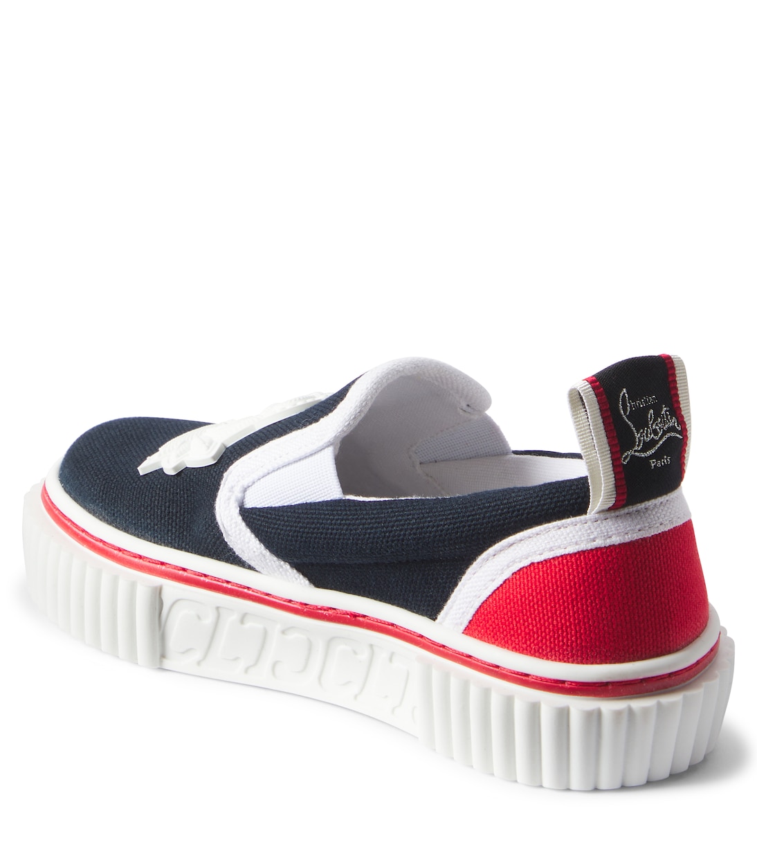 Кроссовки-слипоны Pedrito Boat Crest из ткани Christian Louboutin Kids, Powder Metallic — фото 2