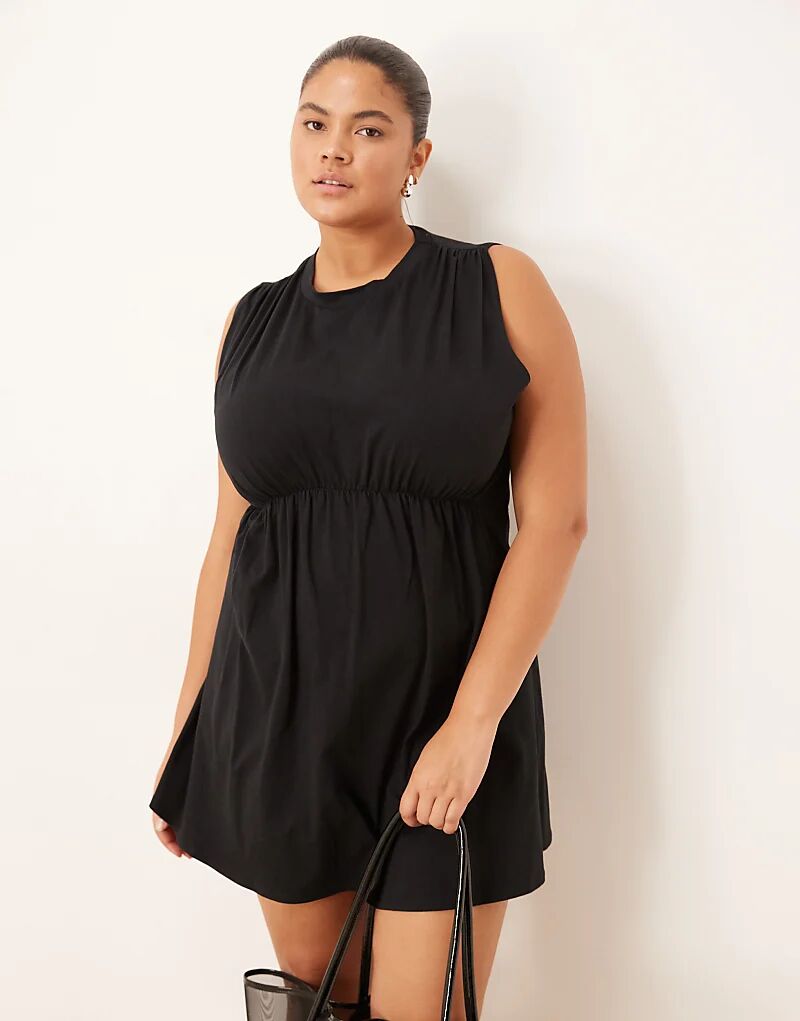 

Мини-платье без рукавов с высоким воротом и сборками ASOS DESIGN Curve черного цвета Asos Curve
