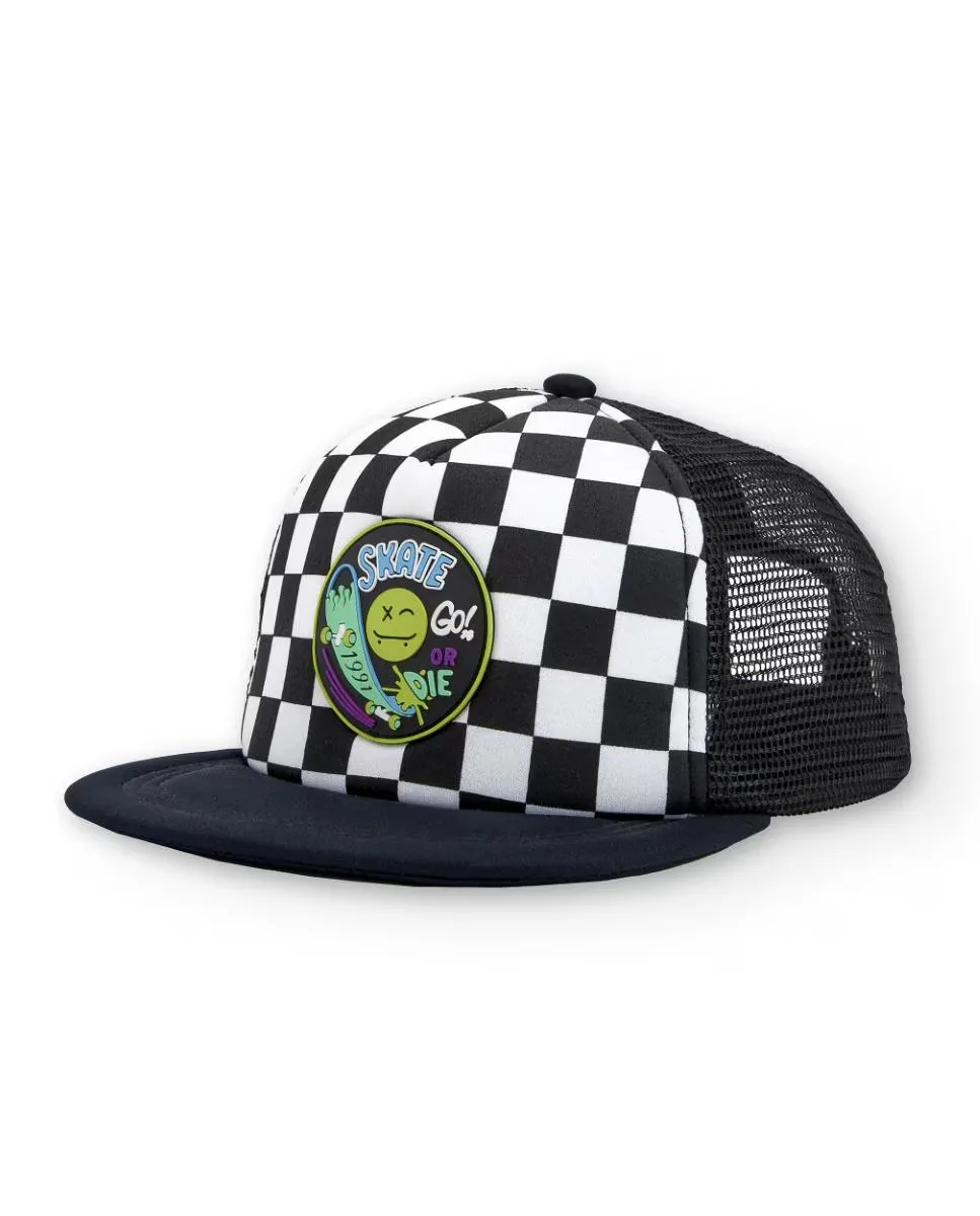 

Черная кепка для мальчика с клетчатым принтом Charanga