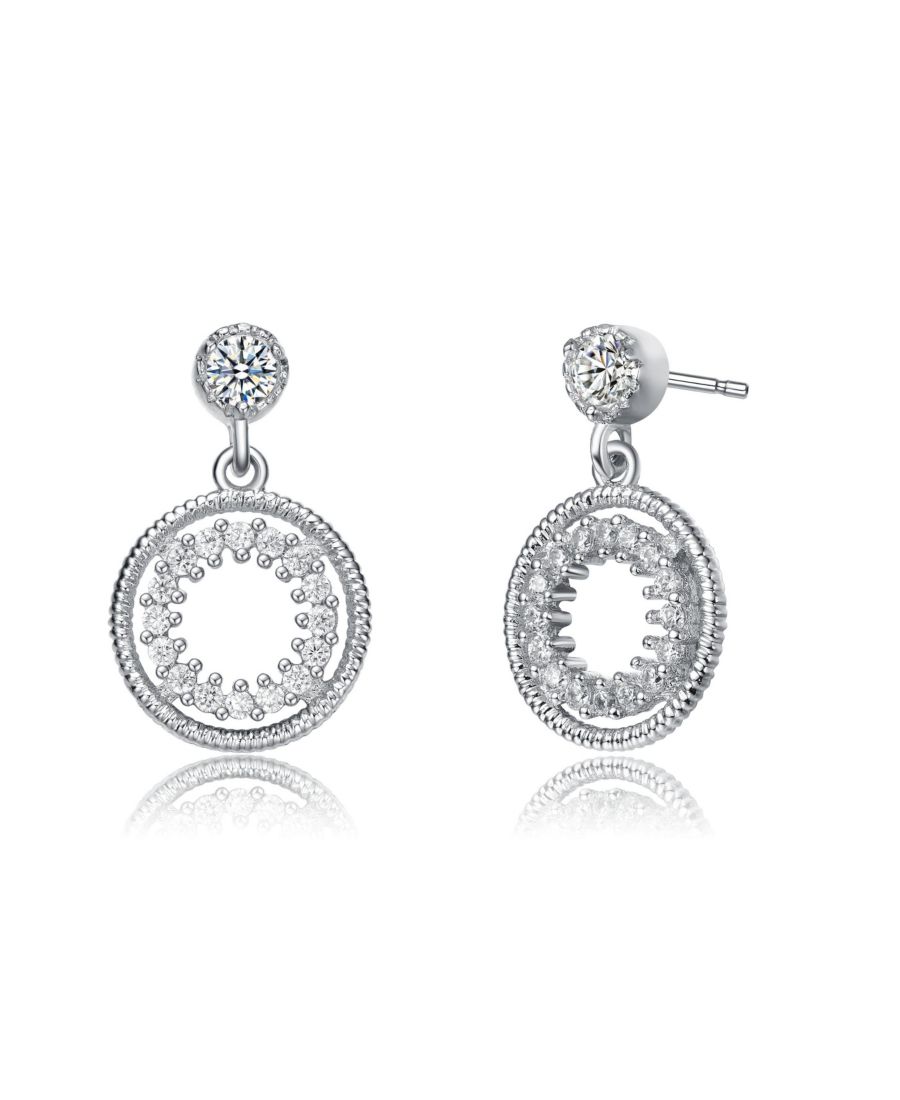 

Серьги-подвески с двойным ореолом из белого золота и кубического циркония Rachel Glauber, White