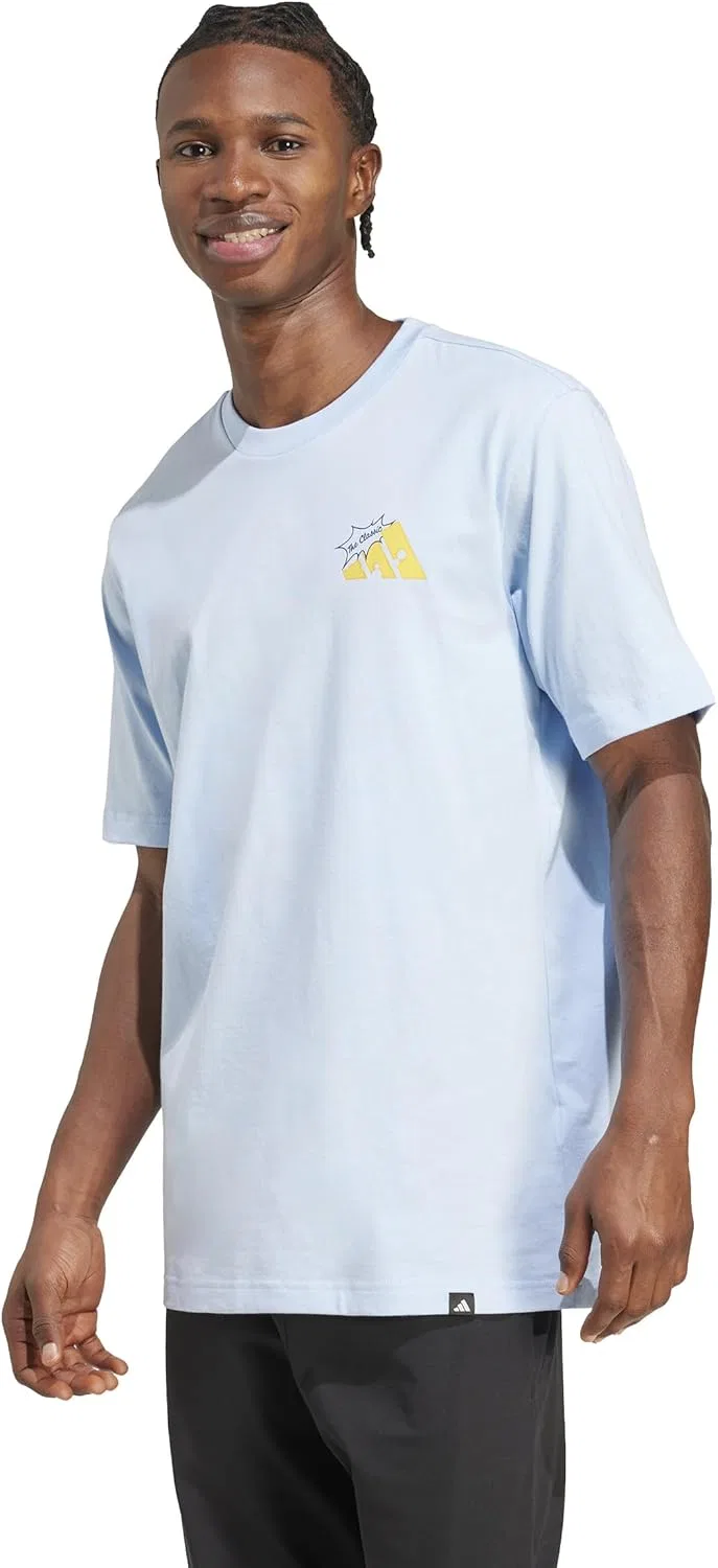 Футболка с принтом adidas, Glow Blue/Grilled Cheese — фото 2