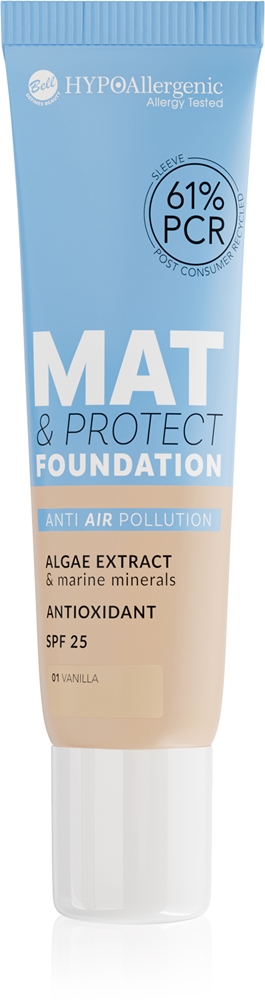 

Гипоаллергенный матирующий и защищающий длительный матирующий тональный крем с фактором защиты 25 Bell, atspalvis 01 vanilla 30 гр