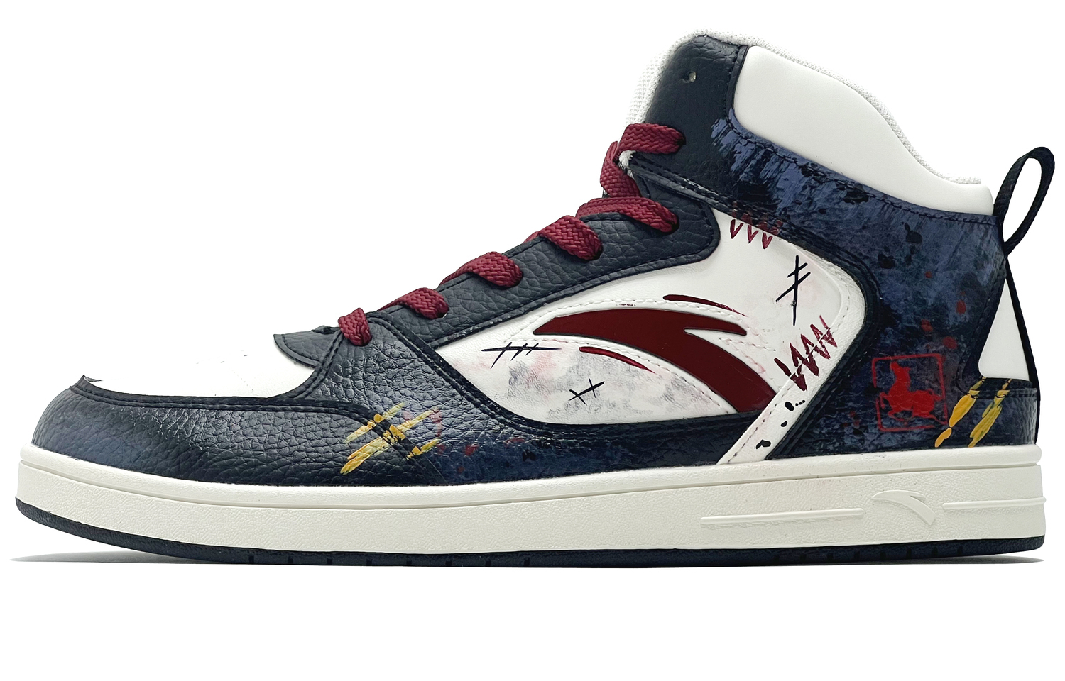 

ANTA Little Zero Feeling Abrasion Resistant Mid top Skateboard Shoes мужские черно-бело-красные