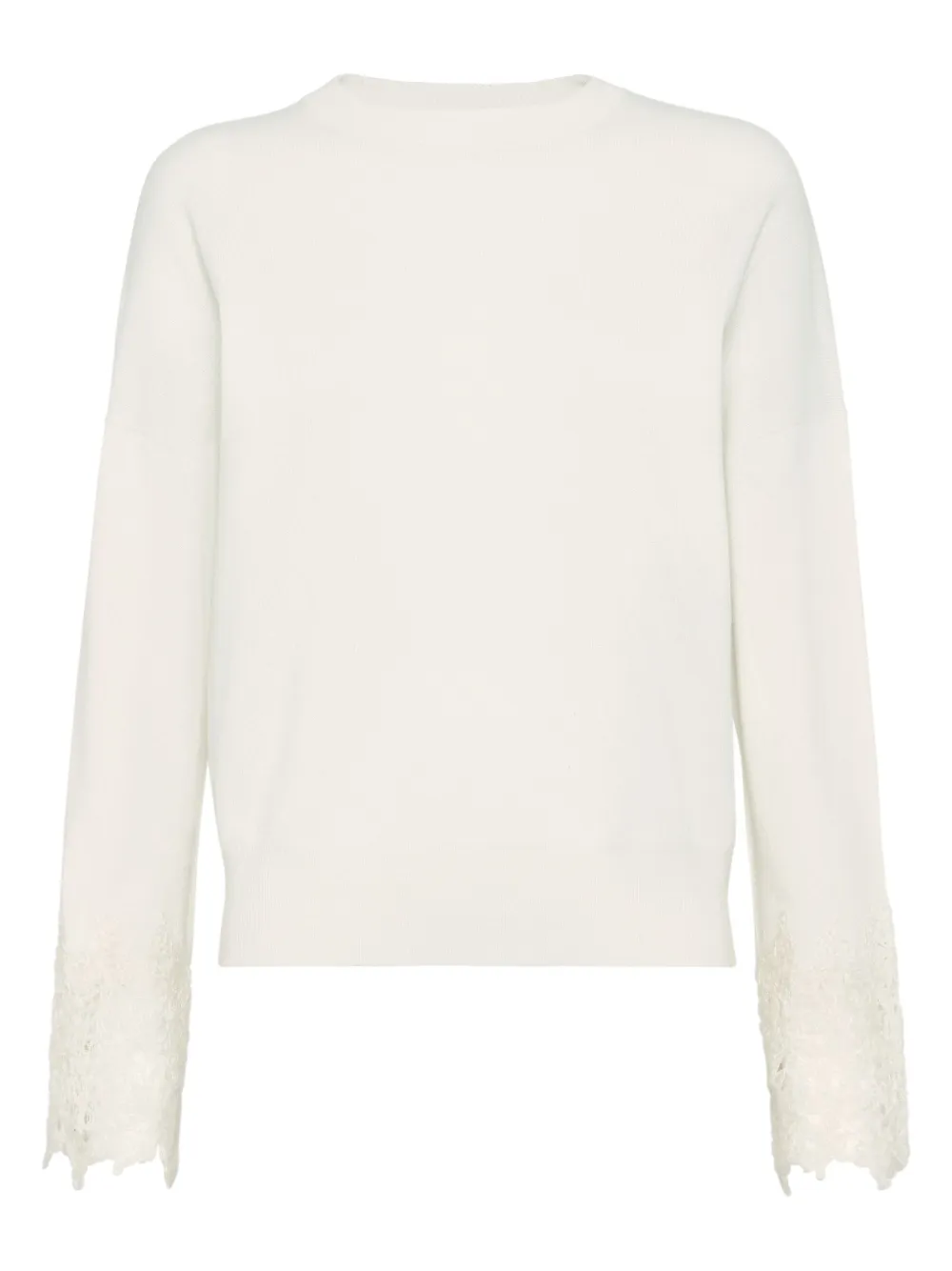 

Свитер с кружевными манжетами Brunello Cucinelli, светло-бежевый