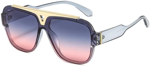 

Модные винтажные солнцезащитные очки в крупной квадратной оправе для женщин и мужчин, дорожные солнцезащитные очки, женские солнцезащитные очки UV400 MTZJH, Gray Gray Pink