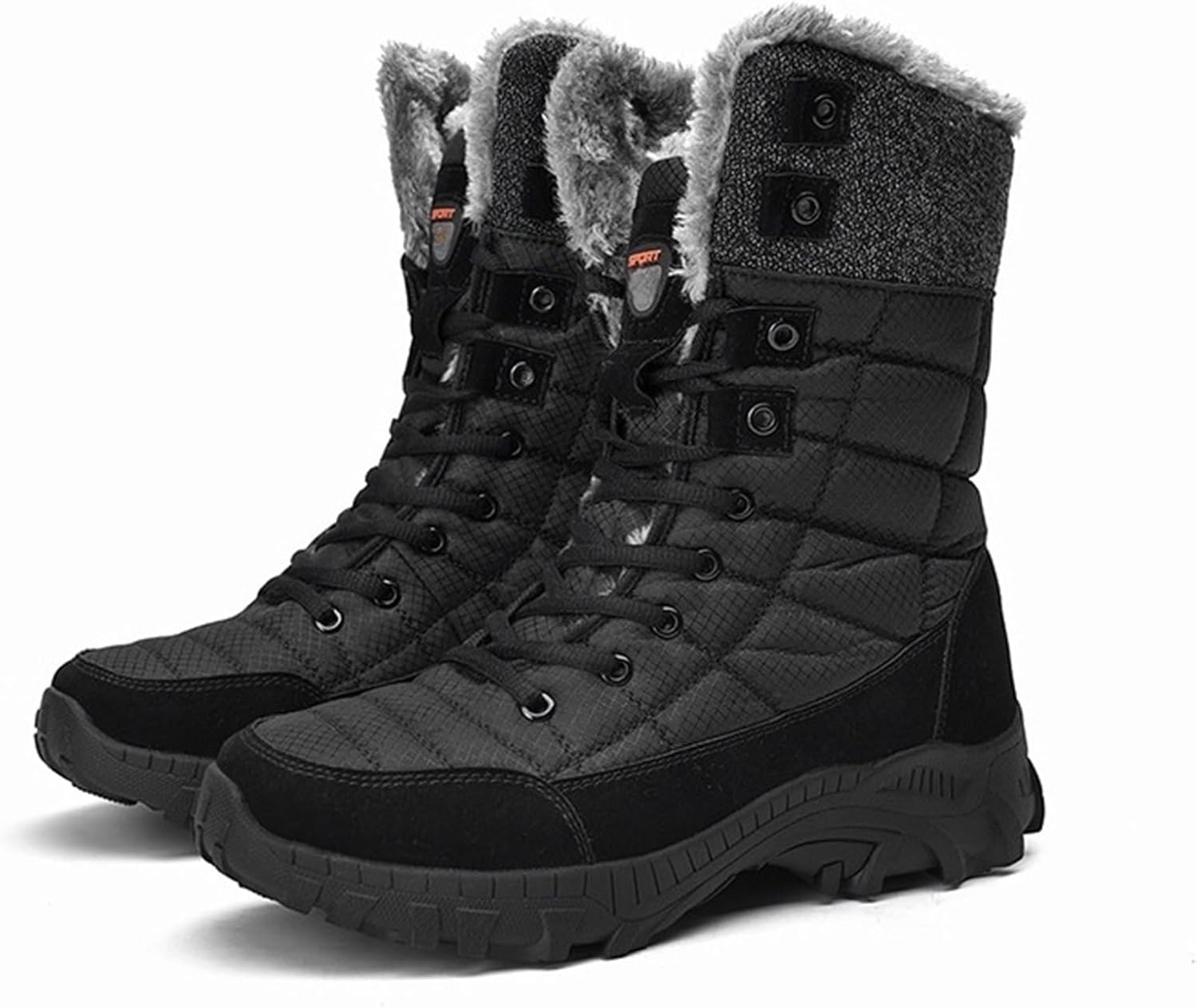Мужские зимние зимние ботинки Теплые шнуровки Outdoor Comfort Водонепроницаемые легкие походные ботинки с флисовой подкладкой для мужчин Generic, черный — фото 2