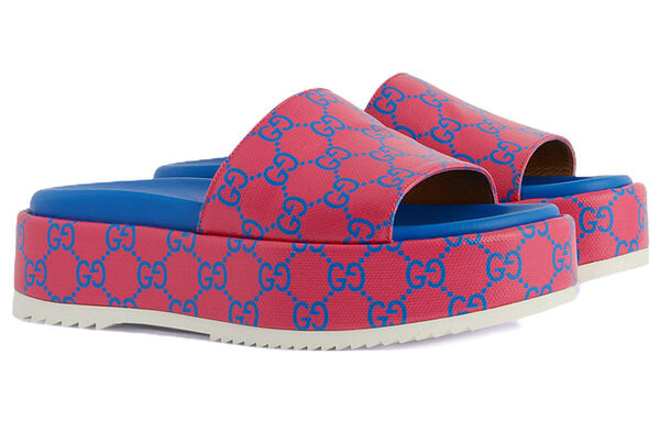 Сандалии platform slide sandal 'jumbo gg -fuchsia blue' Gucci, фиолетовый — фото 2