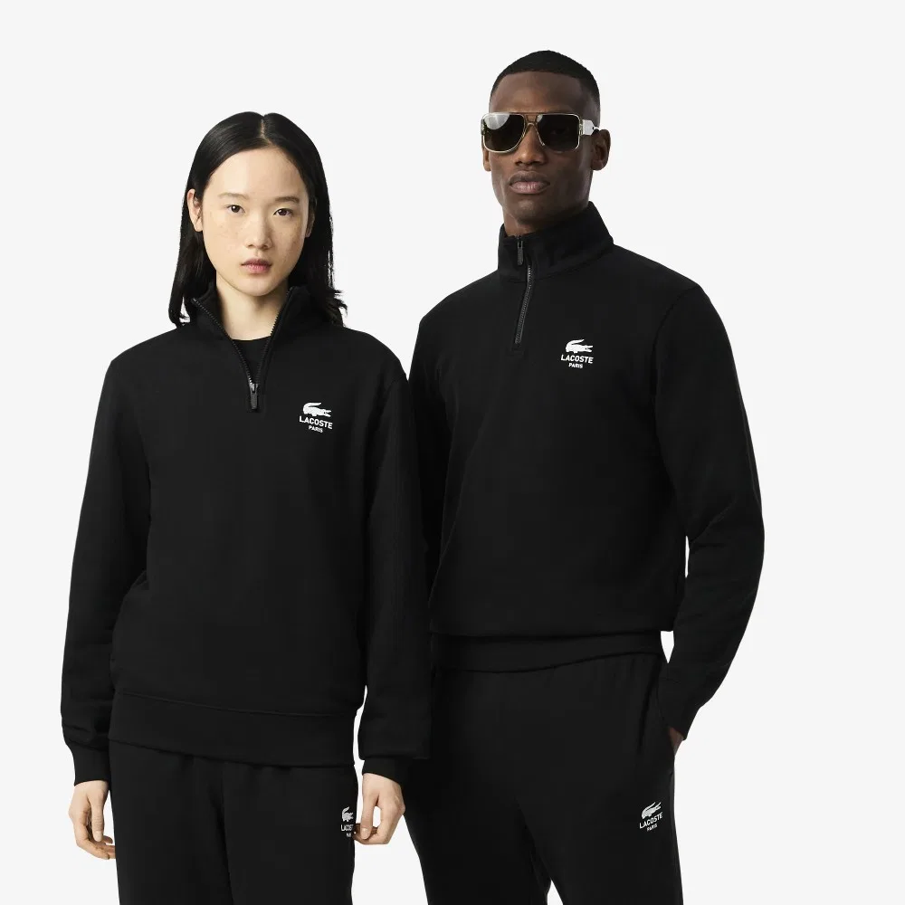 Мужской повседневный свитшот Lacoste Soft Branding Half-Zip, чёрный