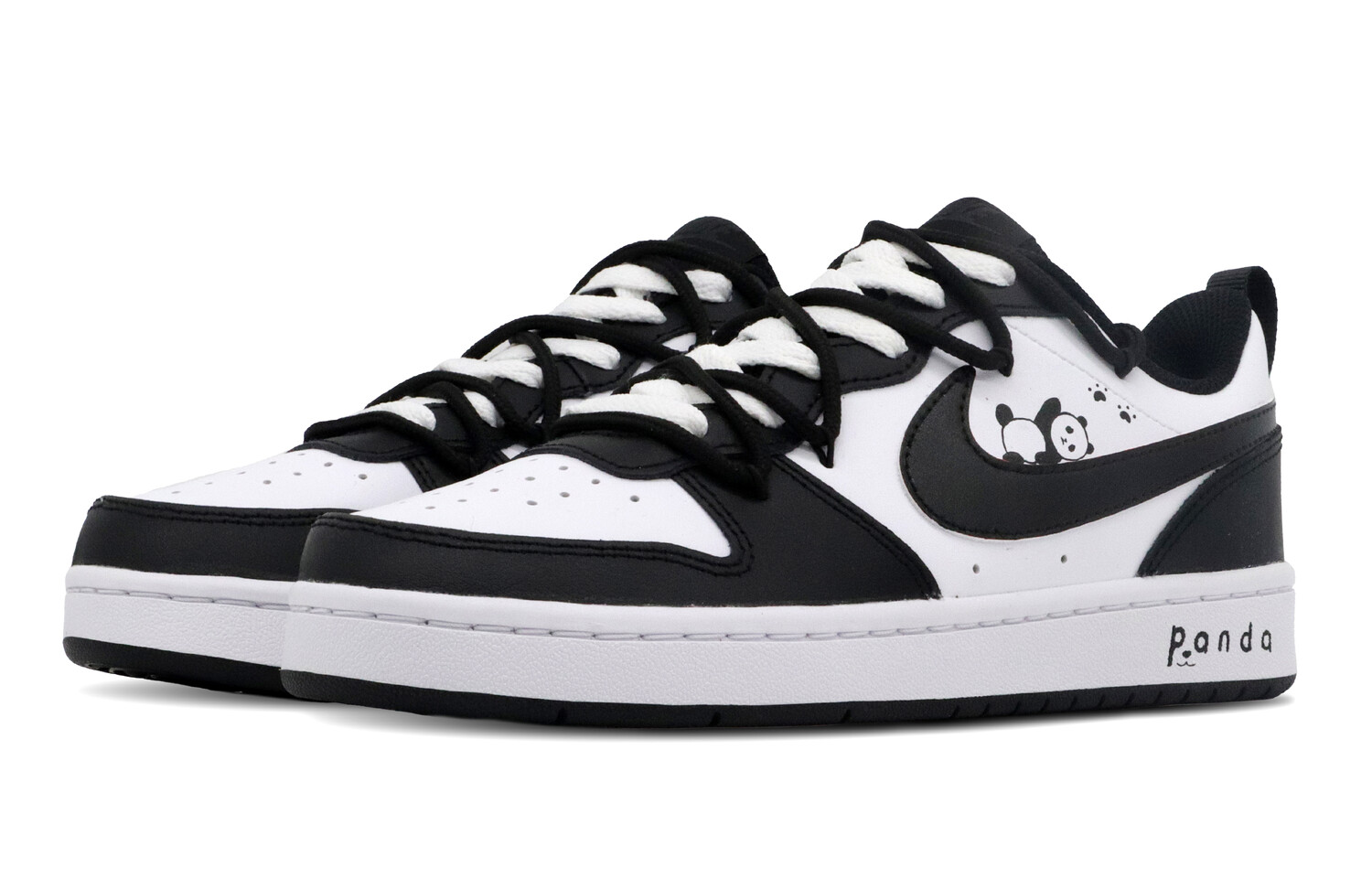 

Кроссовки Nike Court Borough Skateboarding Shoes Women's Low-top Black/White Panda, черный/белый