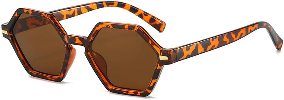 

Ретро-солнцезащитные очки Polygon для женщин, модные градиентные очки с защитой от УФ-излучения UV400, мужские солнцезащитные очки с заклепками HVTVTLA, Leopard Tea