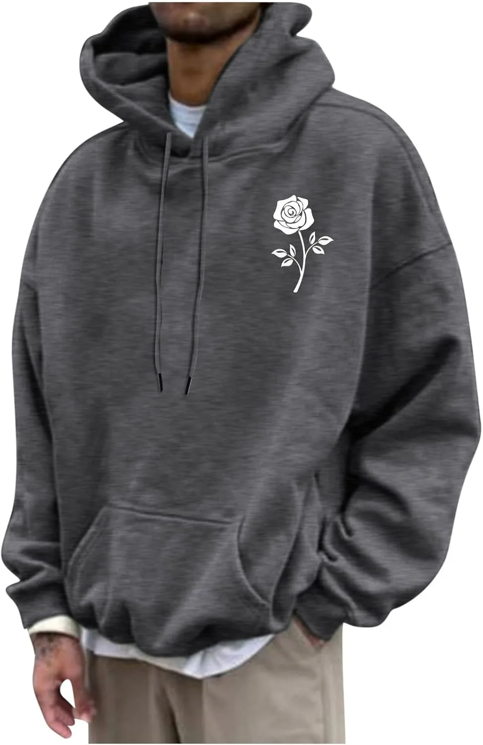 

Графический худи Akklian для мужчин с принтом розы, оверсайз