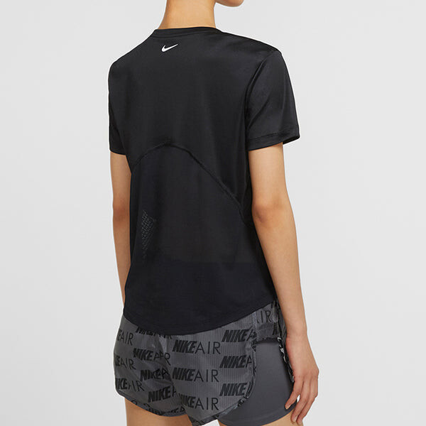 Футболка round neck short sleeve running black Nike, черный — фото 4