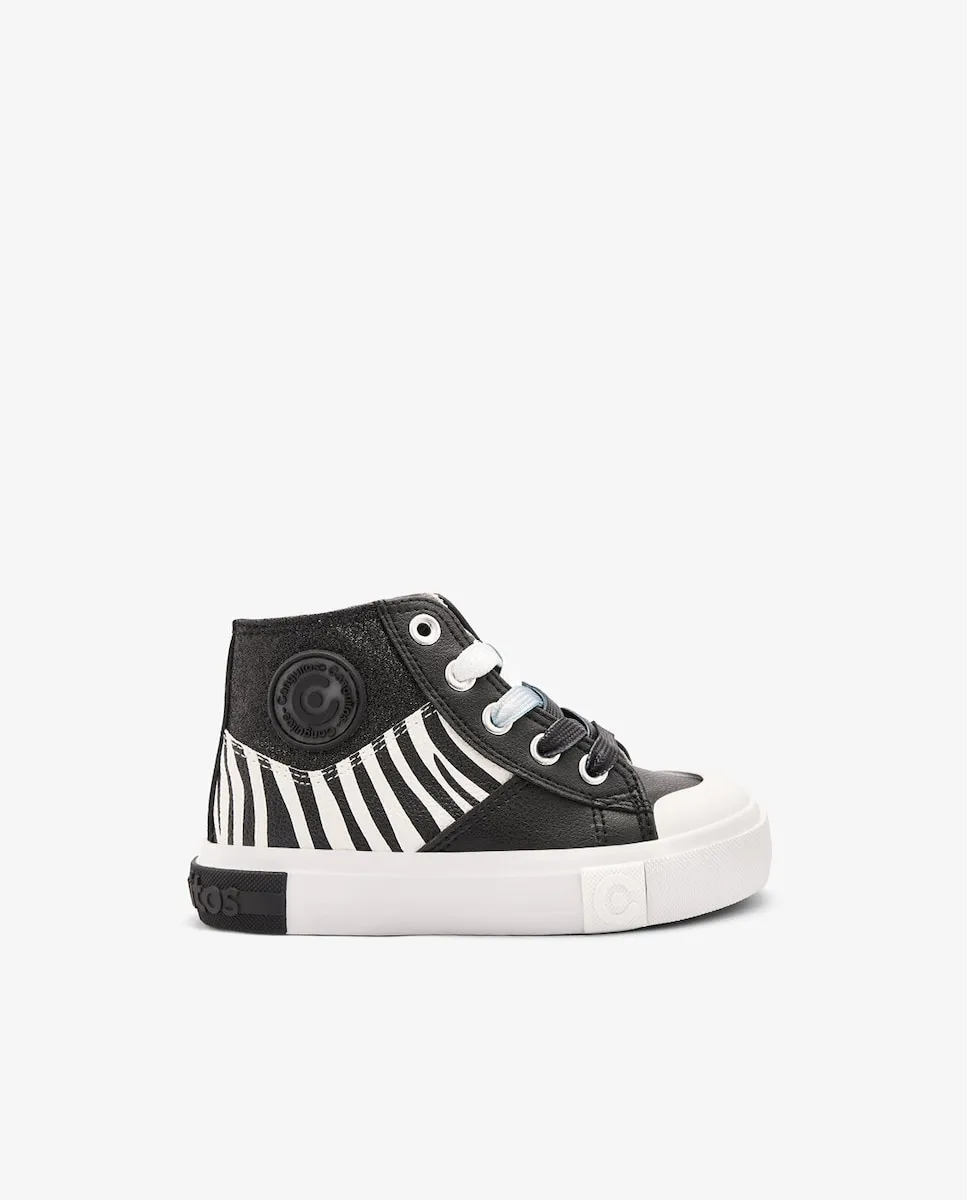 

Высокие детские кроссовки для девочек с принтом зебры Conguitos, черный