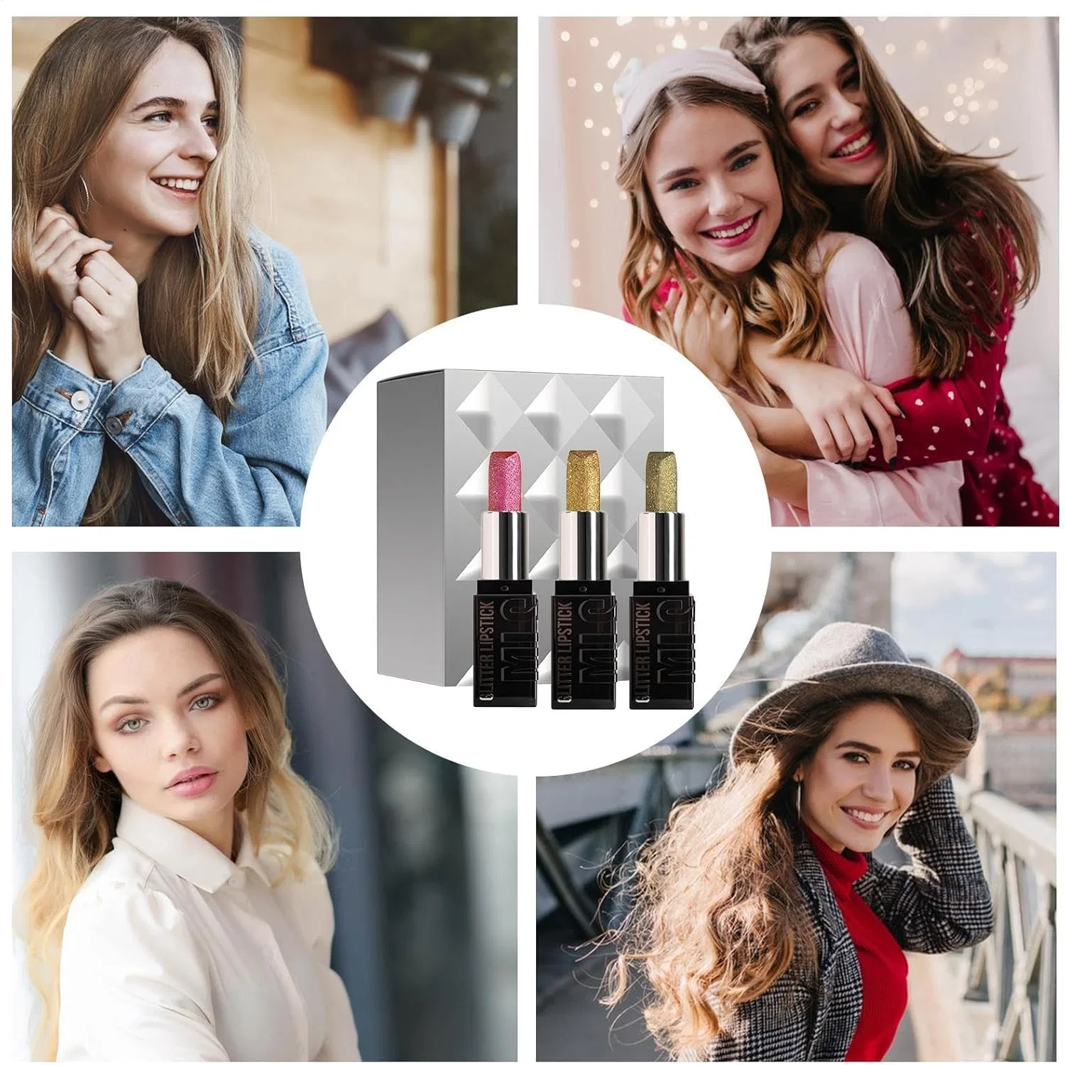 Набор блесков для губ Glitter Lip Set, 3 цвета, 3.6 г, Generic — фото 3