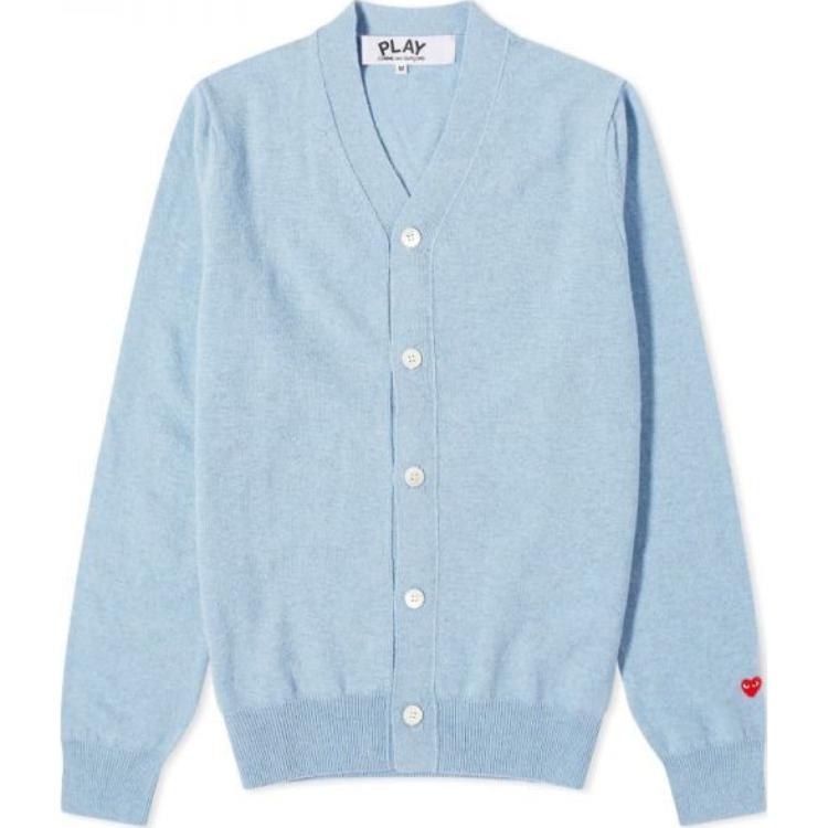 

CDG Play Кардиган из кашемира с V-образным вырезом, светло-голубой, вязаный, женский, синий