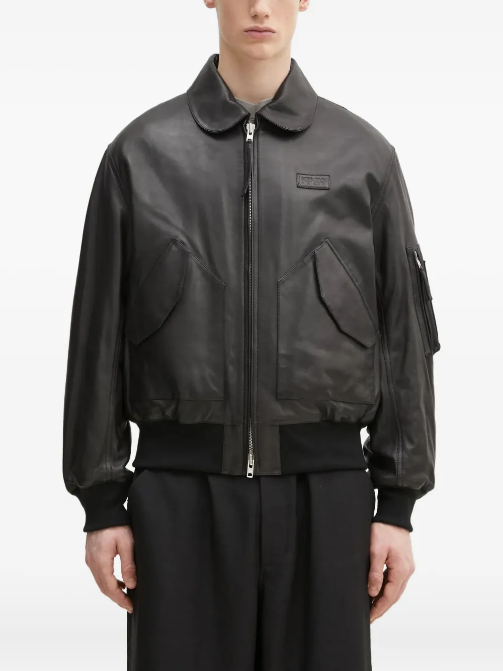 

Кожаная куртка на молнии KENZO, черный