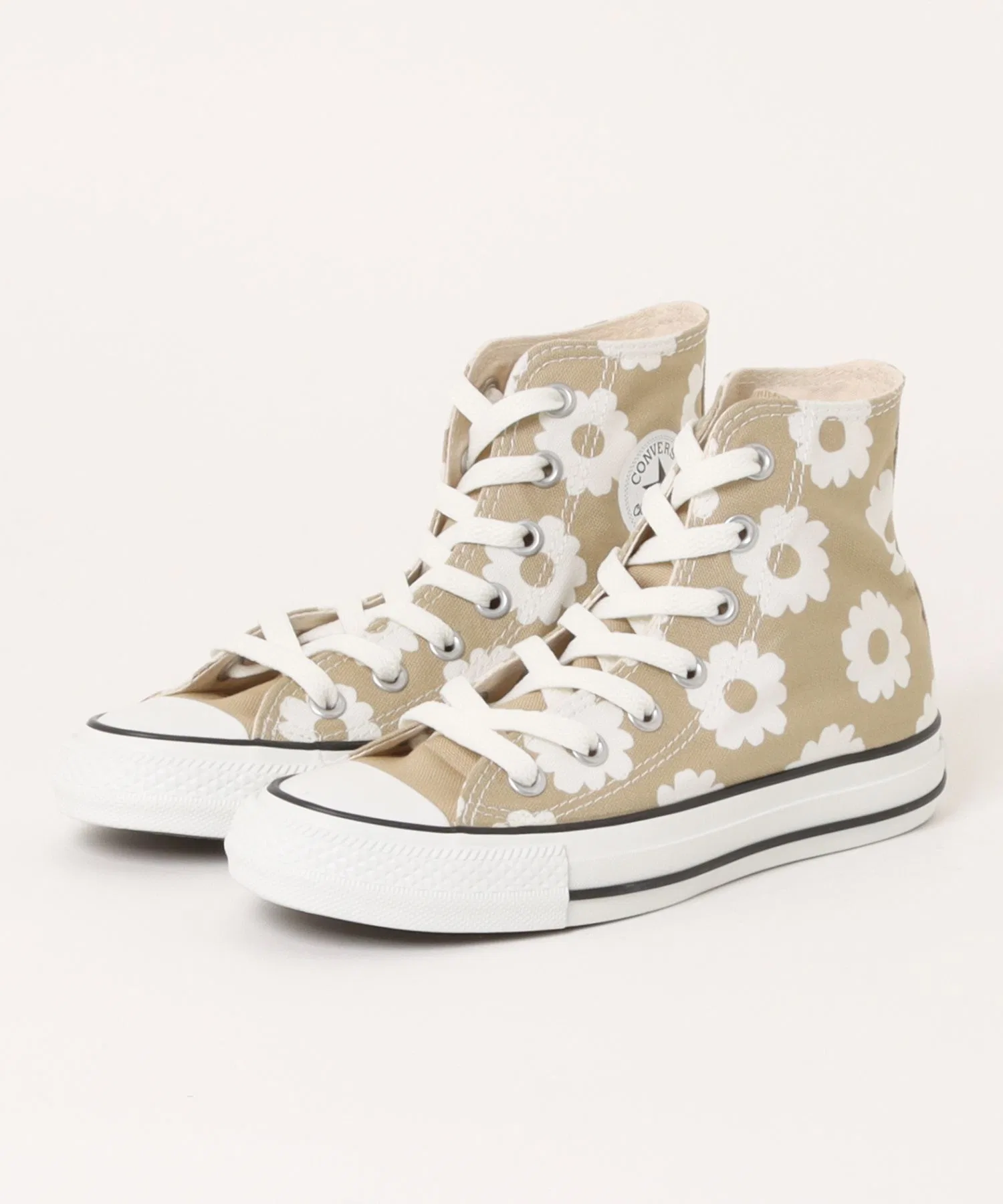 Мужские кроссовки Converse All Star Flowerprint HI цветочный принт бежевые