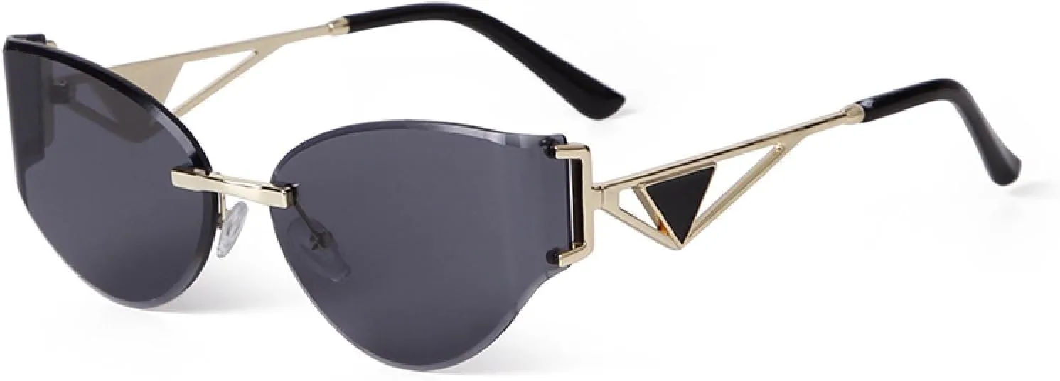 

Модные солнцезащитные очки «кошачий глаз» без оправы для женщин, защита от УФ-излучения UV400, градиентные линзы, зеркальные линзы, защита от царапин WNCKSQ, C1 Grey