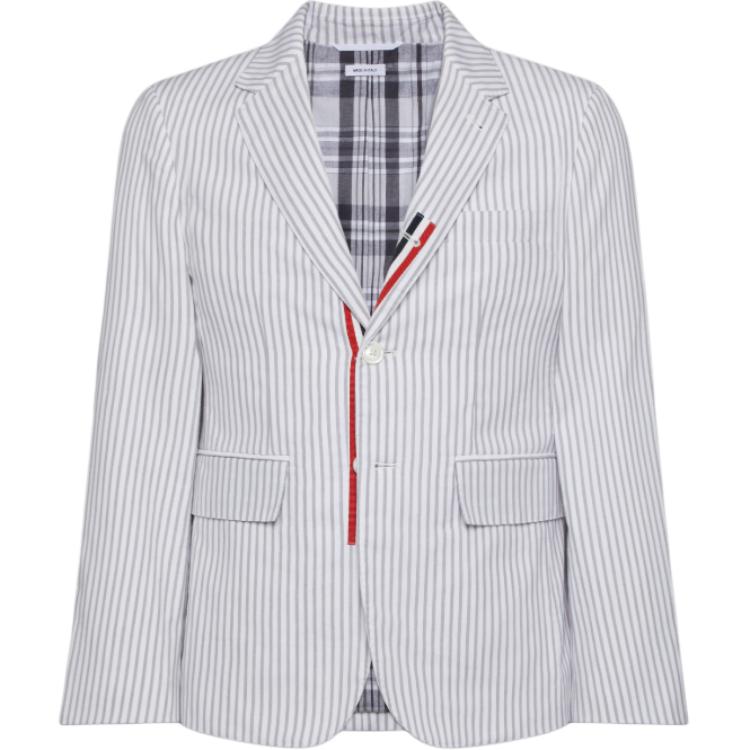 

Однобортный полосатый блейзер Thom Browne, белый