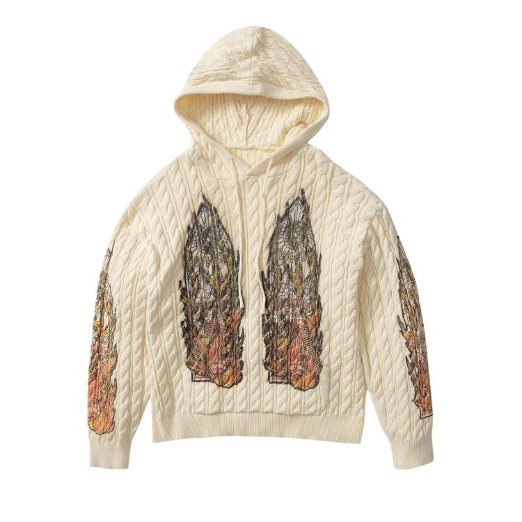 

Пуловер Who Decides War Flame Glass Cable Knit Hooded Pullover, Cream