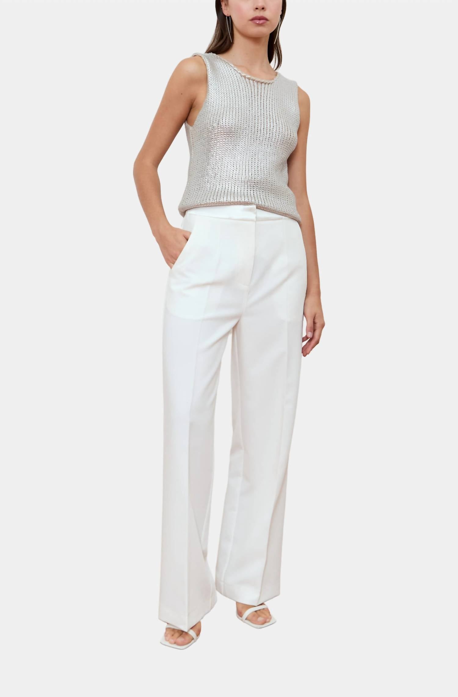 

Лаймовые брюки в оттенке айвори DELUC, кремовый