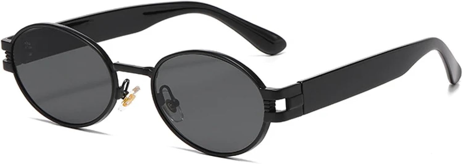 

Популярные модные солнцезащитные очки конфетных цветов для женщин, в стиле ретро-панк, овальные, трендовые для мужчин, металлические, с защитой от УФ-излучения UV400 HHZZYVY, Black Gray