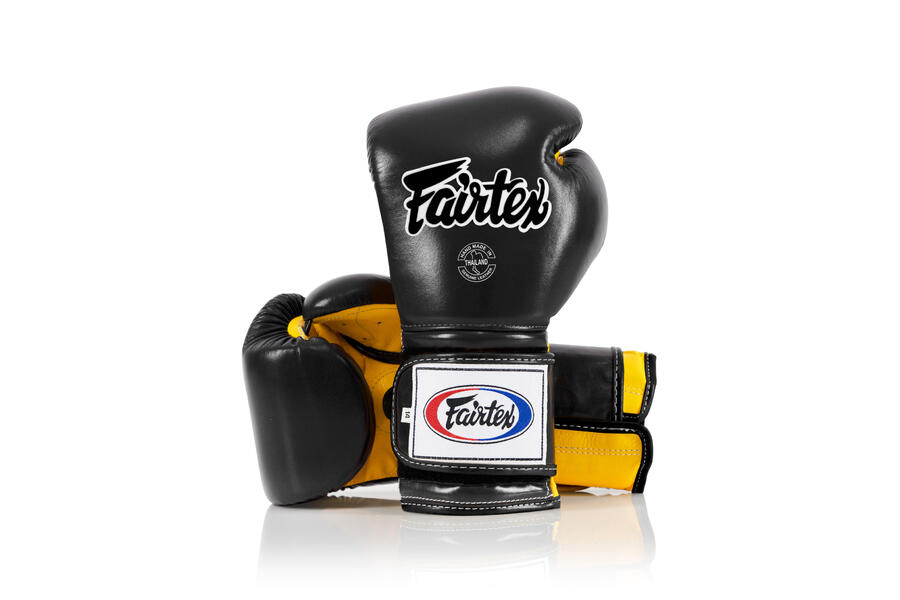

Боксерские перчатки Fairtex BGV9 Heavy Hitter's — черно-желтые, 12 унций