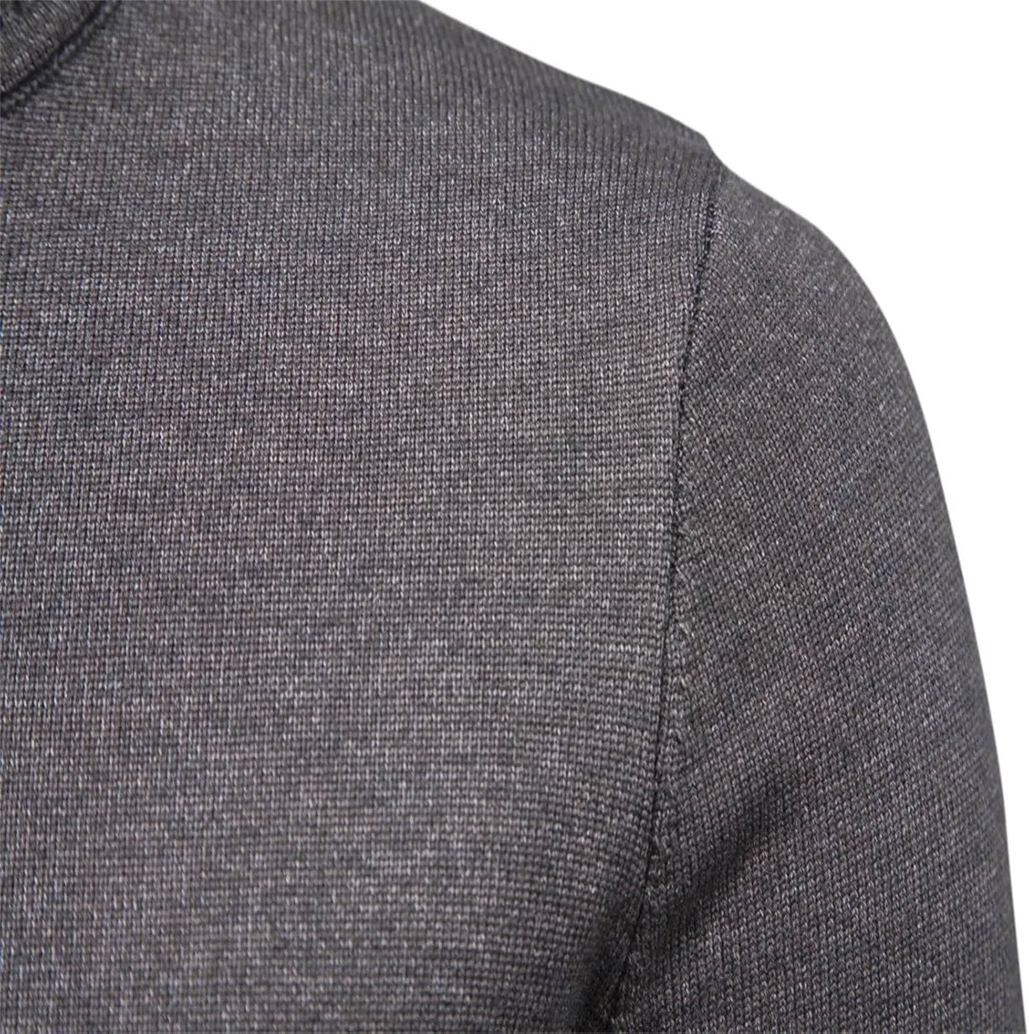 Толстовка Wool Sweater мужская осень-зима с длинным рукавом и воротником-стойкой, кабельная вязка, приталенный силуэт, plus size, однотонная — фото 4
