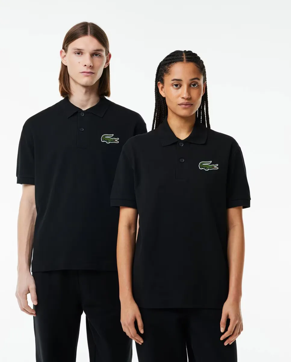 

Мужская рубашка-поло свободного кроя с короткими рукавами Lacoste, черный