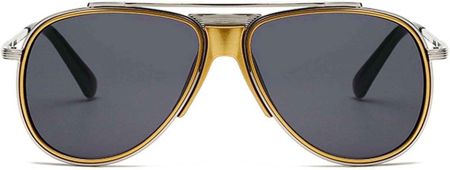 

Ретро-солнцезащитные очки-пилот с двойной перемычкой для женщин, модные очки для вождения для мужчин, защита от УФ-излучения UV400, трендовые овальные солнцезащитные очки для активного отдыха mincl, Orange Gray