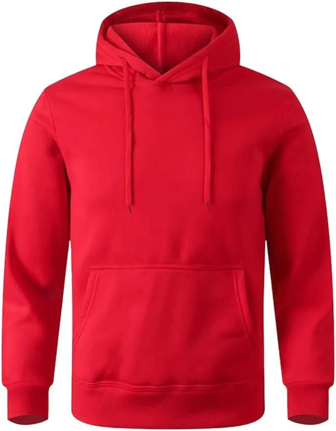 

Мужская однотонная толстовка с капюшоном и карманом-кенгуру