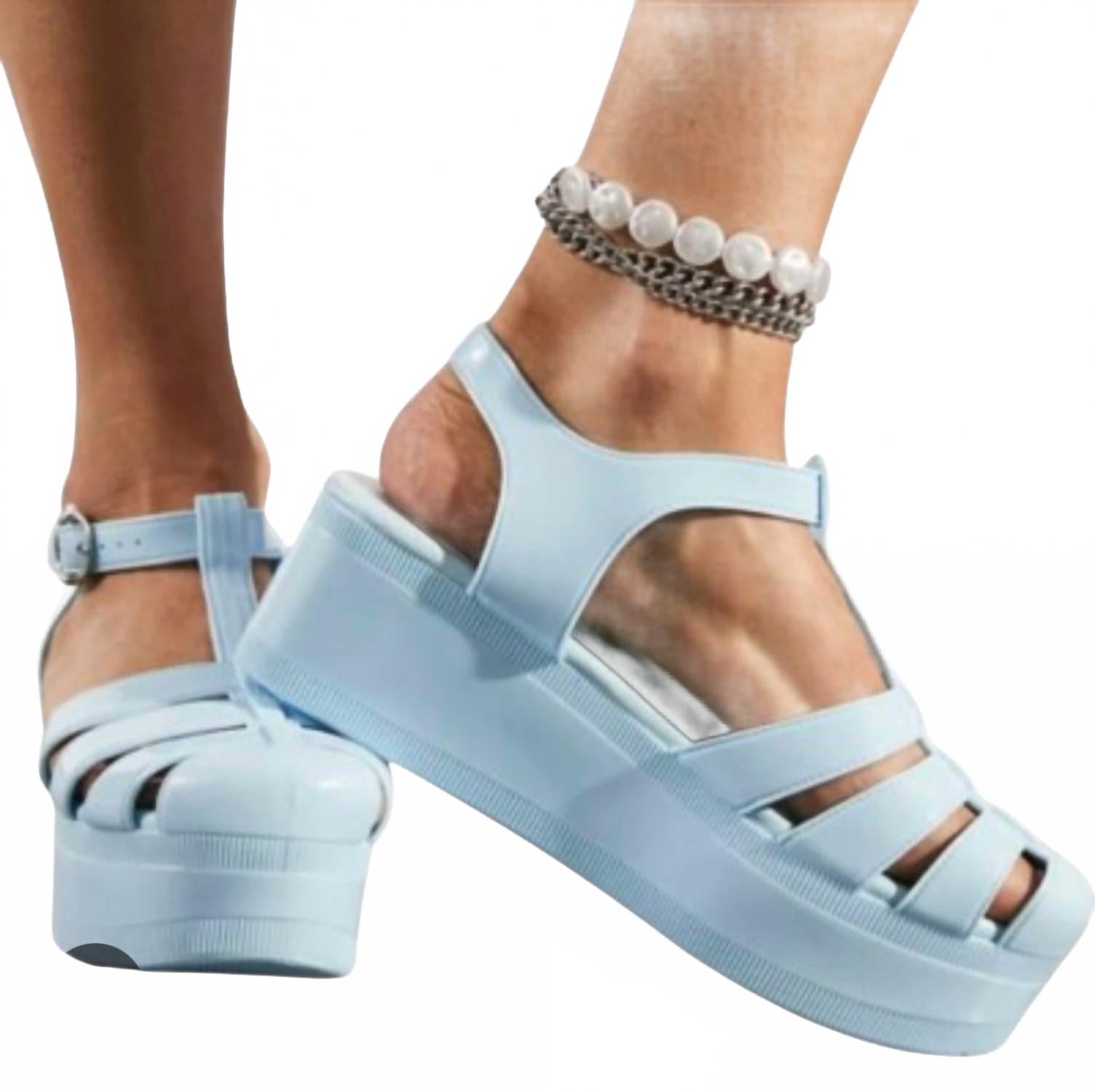 Женские сандалии 8 Platform Jelly Y2K в цвете леденцово-голубом Jeffrey Campbell — фото 4