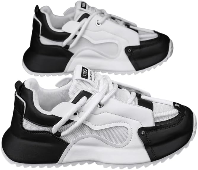 

Модные мужские кроссовки с цветными блоками, удобные с шнуровкой и нескользящей подошвой для повседневной носки и активного отдыха на свежем воздухе Hhhchpm, белый/черный