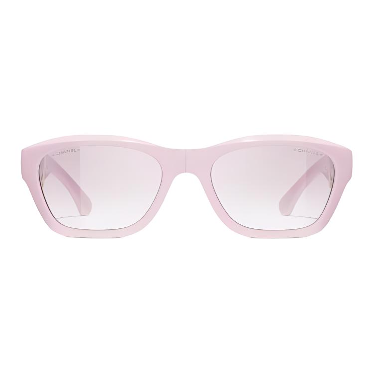 CHANEL Нейлоновые квадратные солнцезащитные очки унисекс розовые, Pink — фото 4