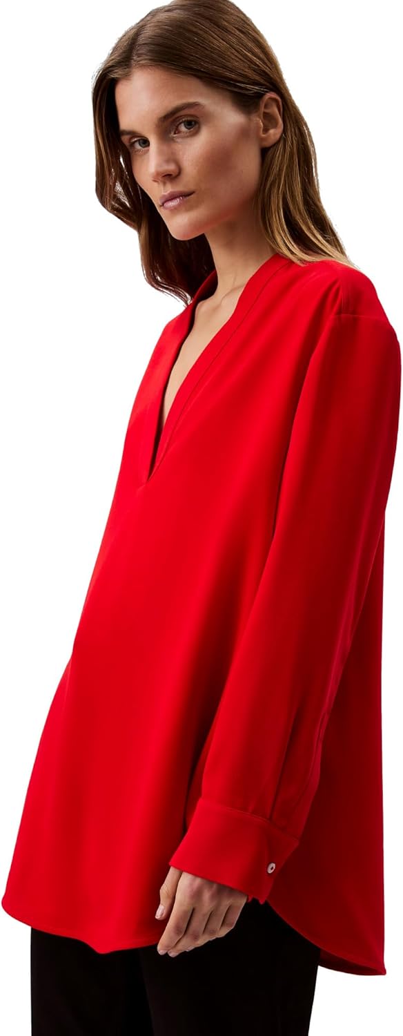 

Женская свободная блузка Calvin Klein с V-образным вырезом, Goji Berry